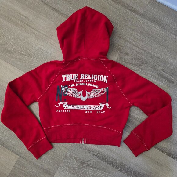 TRUE RELIGION Shrunken Crystal Wing Zip Hoodie - Multiple sizes - Picture 6 of 7